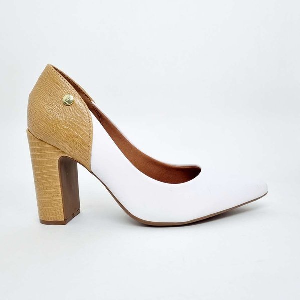 Sapato Vizzano Scarpin Branco Salto Grosso Scarpin Vizzano Bico